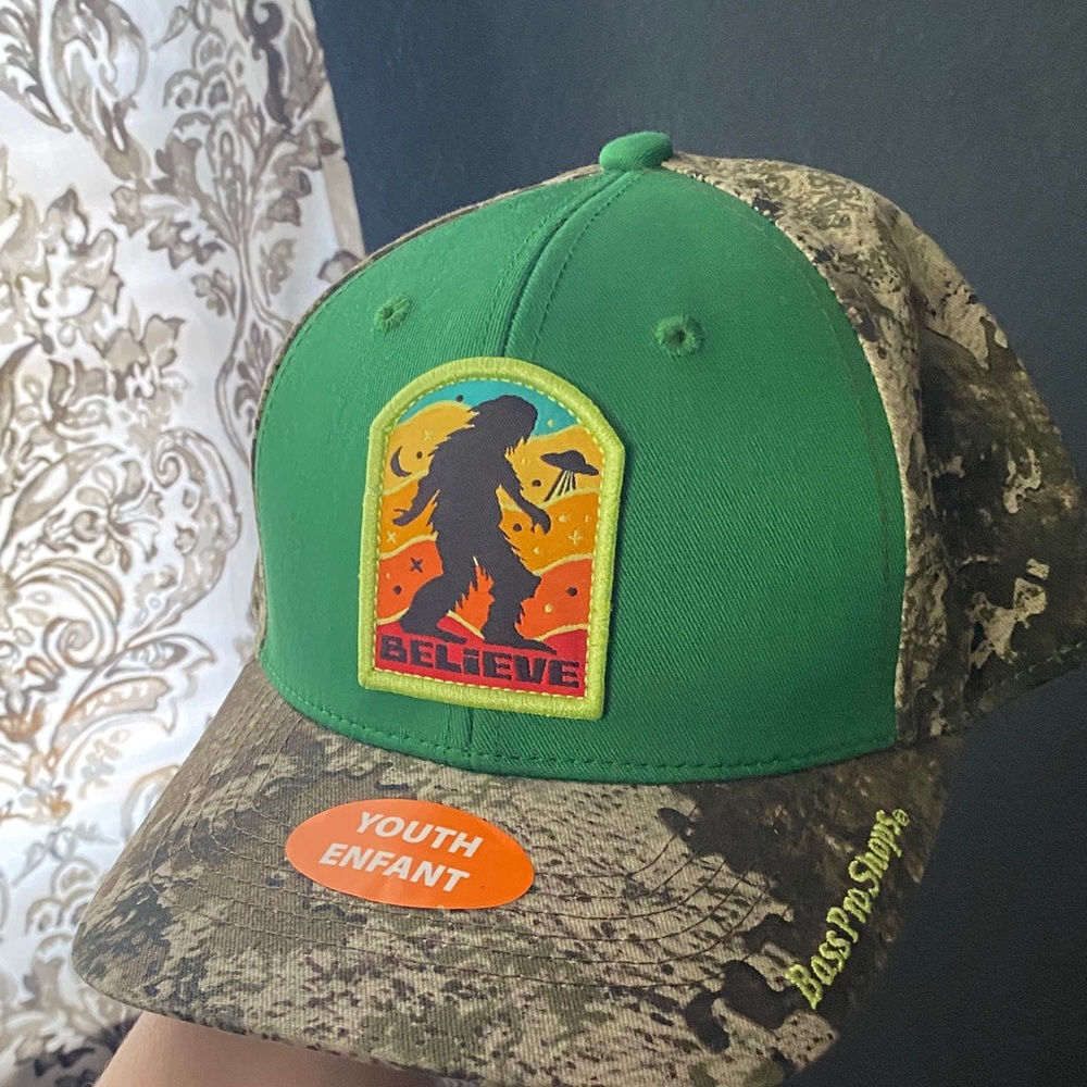 Bass Pro Shops Green and Camouflage Kids Hat with Patch